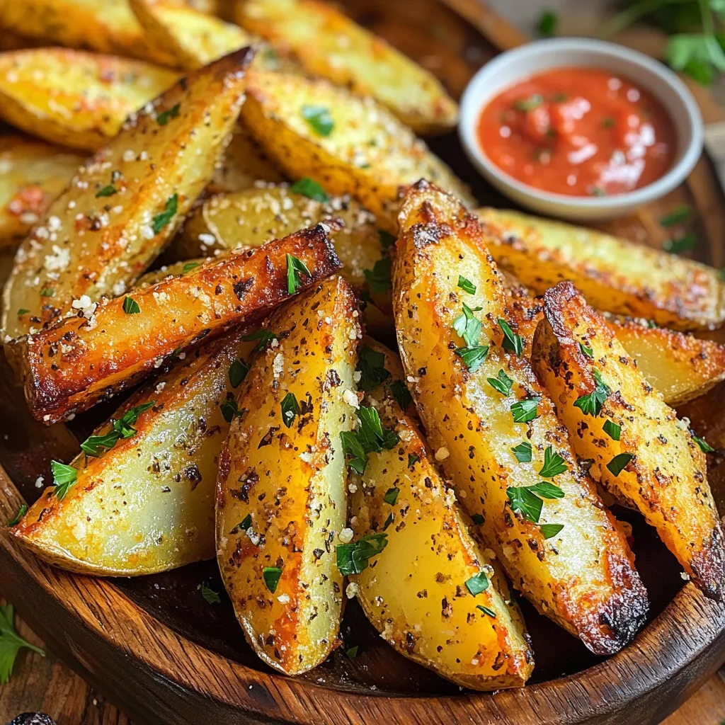 Air Fryer Garlic Parmesan Potato Wedges Crispy Treat
