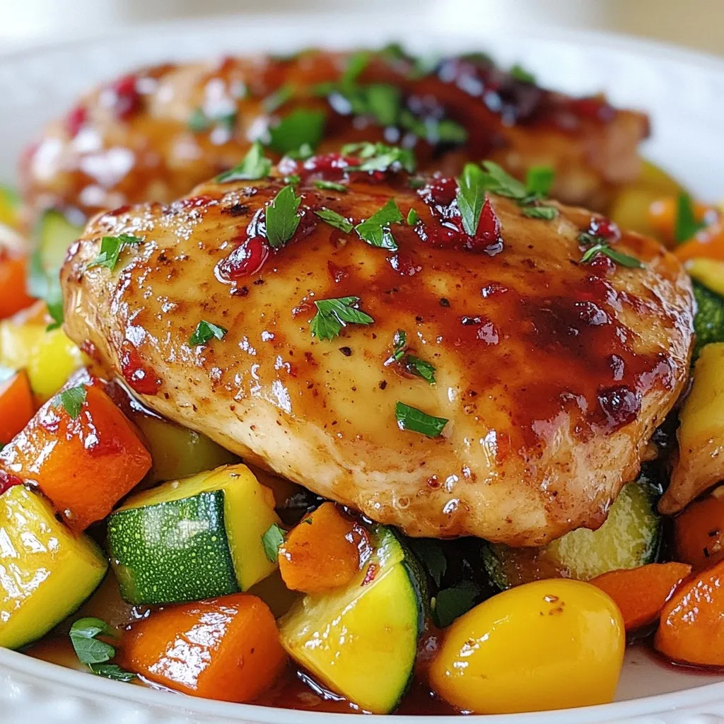 Cranberry Glazed Chicken with Veggies Delight