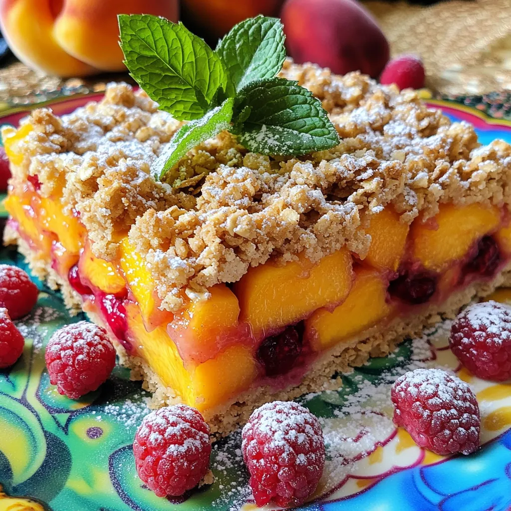 Peach Raspberry Oat Bars Deliciously Simple Recipe