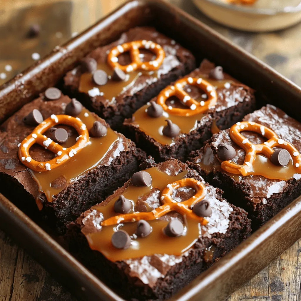 Brownies with Pretzel Crown Delightful and Sweet Treat