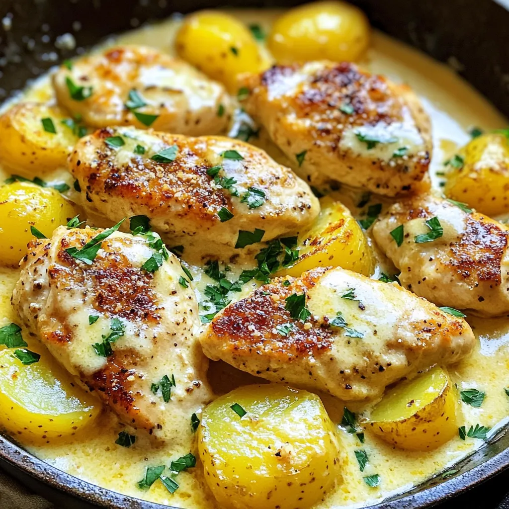 Creamy Garlic Cheesy Chicken &#038; Potatoes Delight