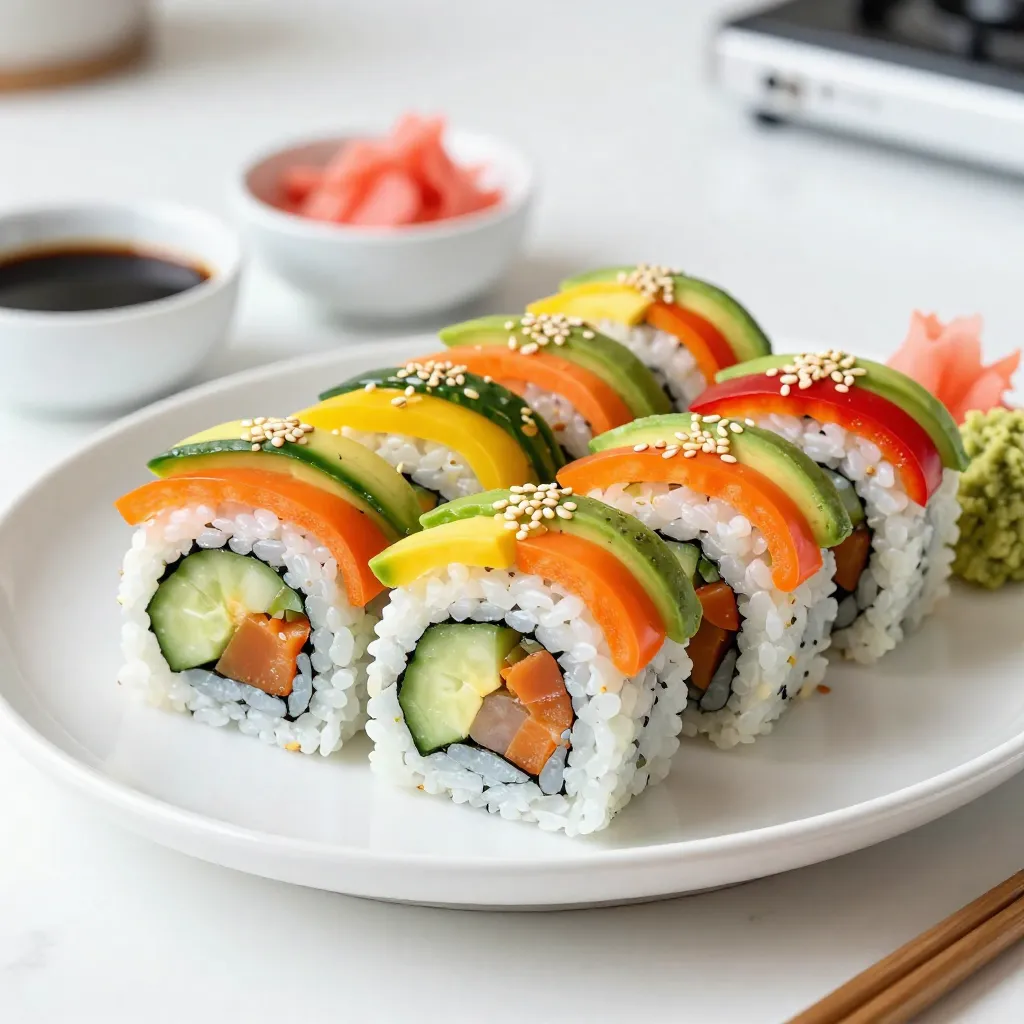 Rainbow Veggie Sushi Rolls Simple and Flavorful Treat