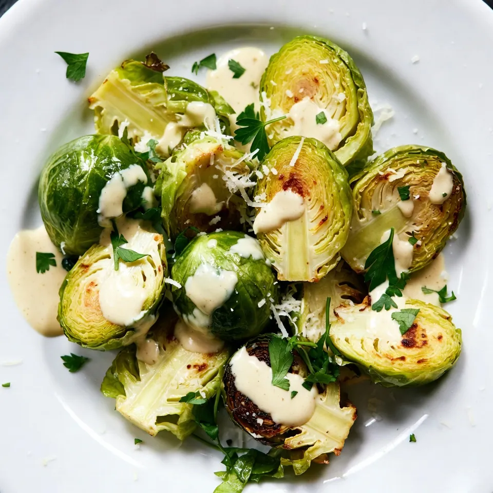 Creamy Garlic Parmesan Brussels Sprouts Delightful Side