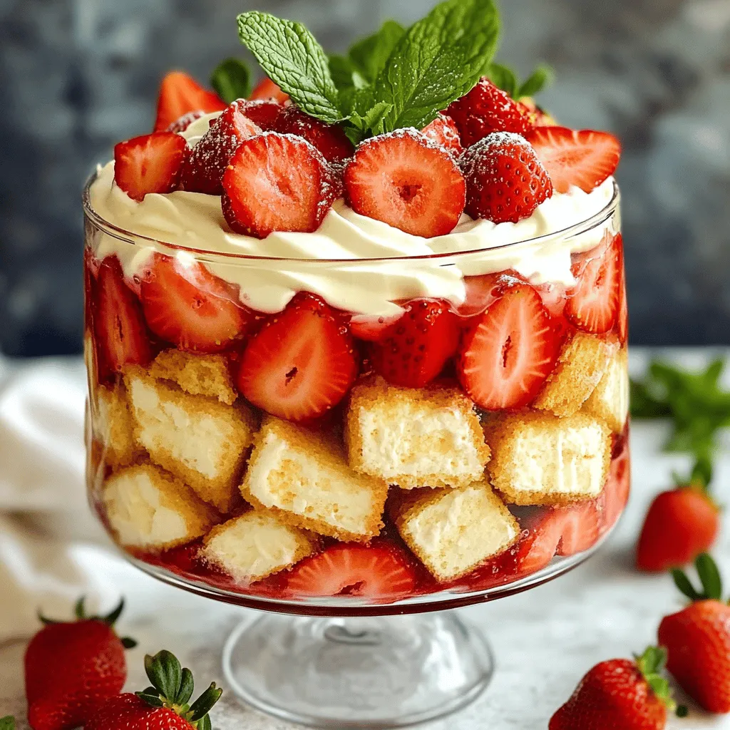- 1 pound fresh strawberries - 1 pound angel food cake - Fresh mint leaves for garnish