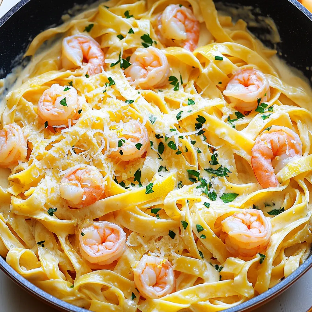 One-Pan Creamy Lemon Butter Shrimp Pasta Delight