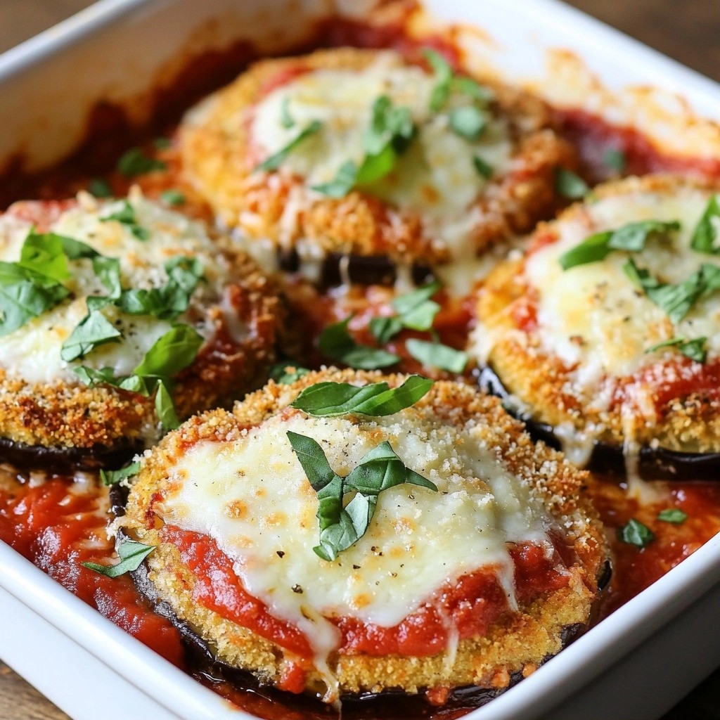 Crispy Copycat Olive Garden Eggplant Parmigiana Dish