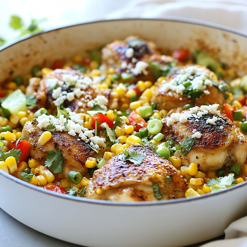 One-Skillet Mexican Street Corn Chicken Delight