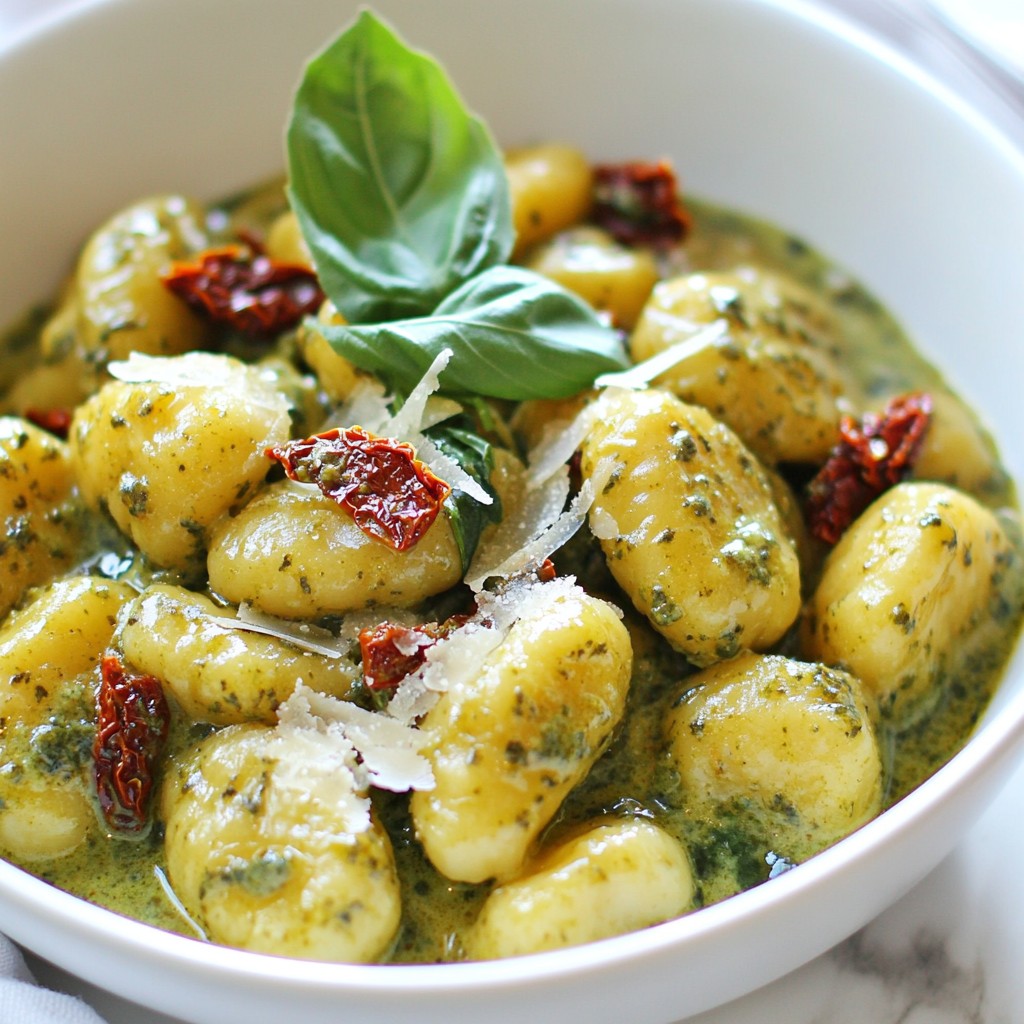 Creamy Pesto Gnocchi with Sun-Dried Tomatoes Delight
