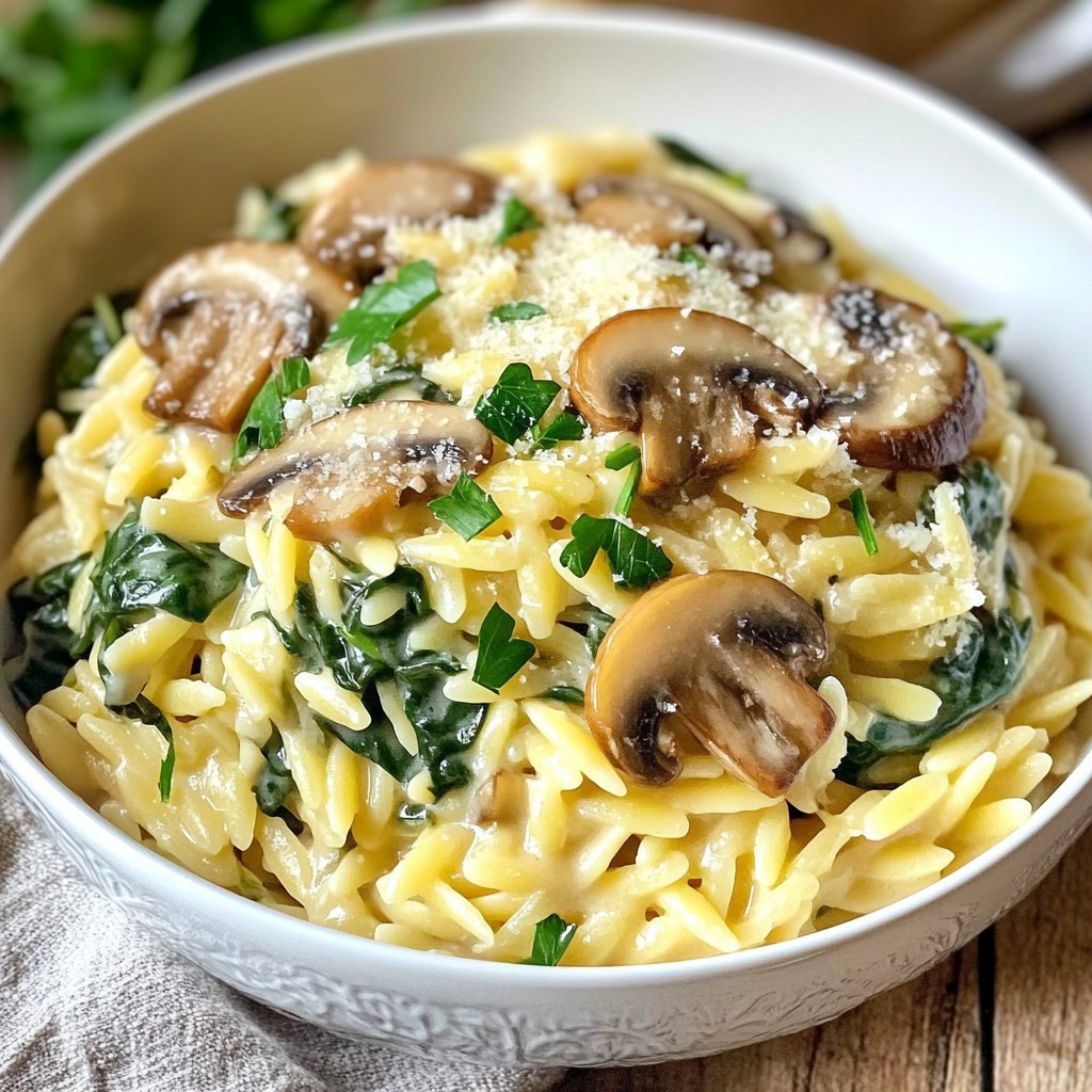Creamy Mushroom Spinach Orzo Flavorful Comfort Dish