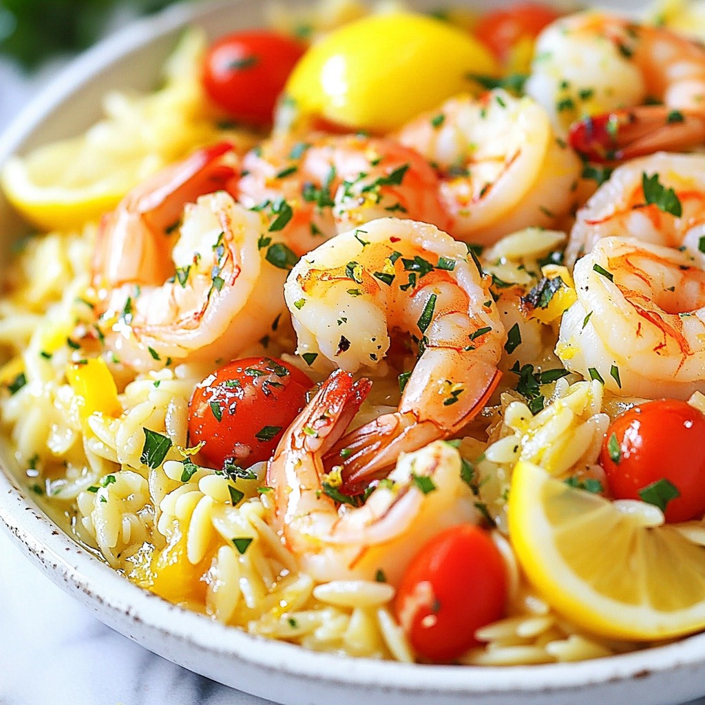 One Pan Lemon Garlic Orzo with Shrimp Delight