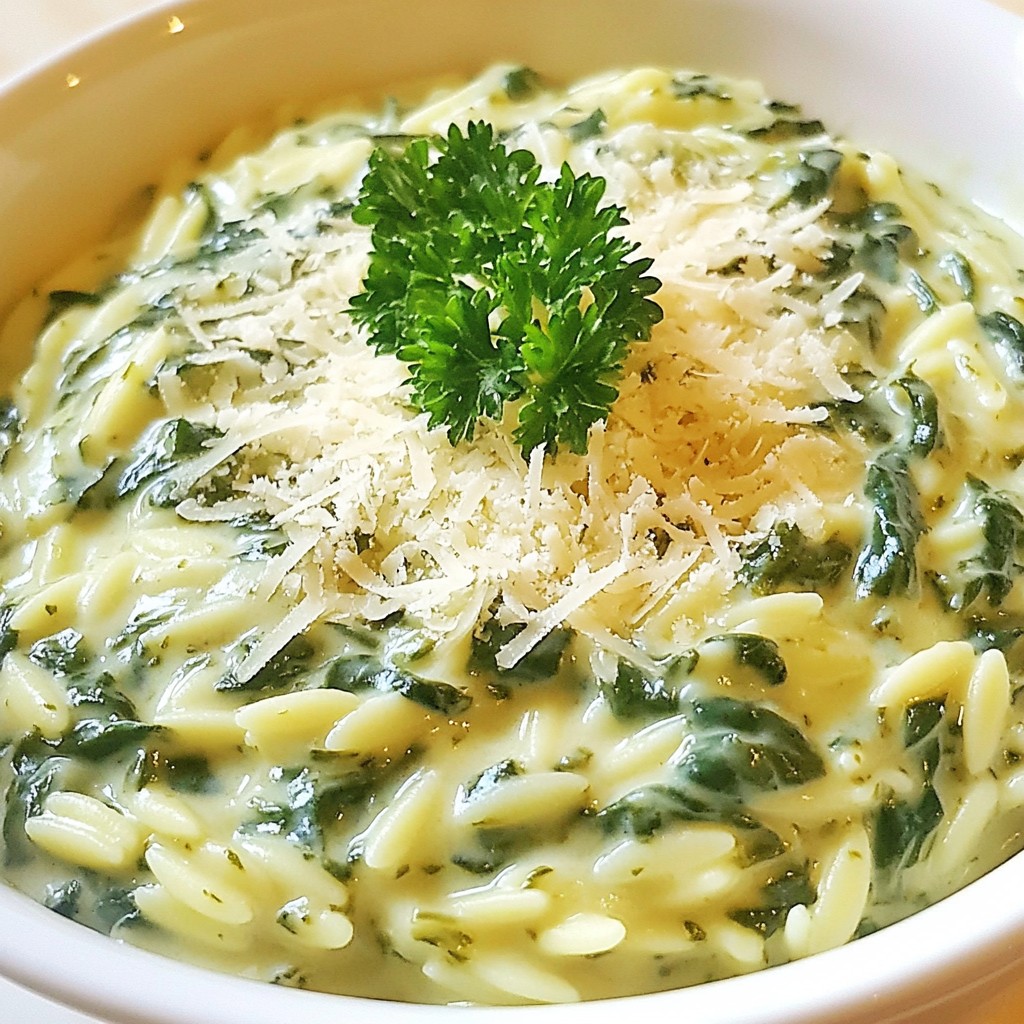 Creamy Spinach Parmesan Orzo Delightful Dinner Meal