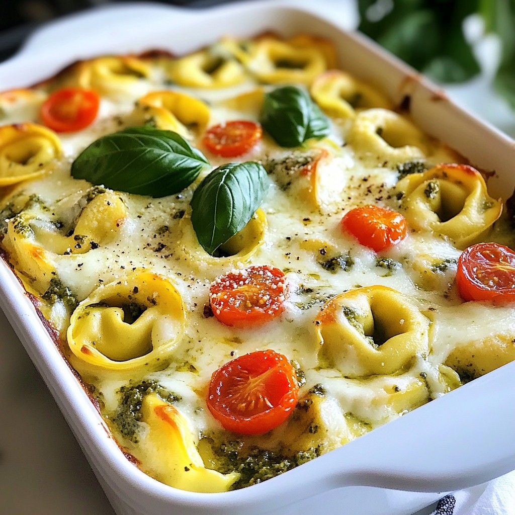Creamy Pesto Tortellini Bake Simple and Tasty Meal