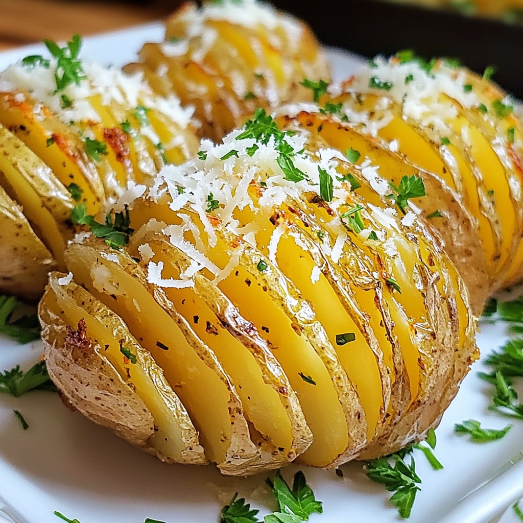 Garlic Parmesan Hasselback Potatoes Savory and Crisp